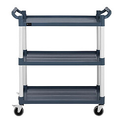 Helloshop26 Chariot de service cuisine 3 plateaux roulettes - 150 kg gris aluminium et plastique 14_0000936