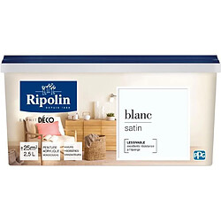 RIPOLIN Peinture Murale Toutes Pieces - Blanc Satin, 2,5L