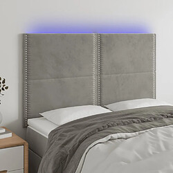 Maison Chic Tête de lit moderne à LED lumineuse pour chambre - Décoration de lit Gris clair 144x5x118/128 cm Velours -MN74418