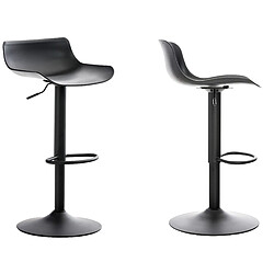 Decoshop26 Lot de 2 tabourets de bar pieds trompette style contemporain avec repose-pieds hauteur réglable en plastique et métal noir 10_0000312