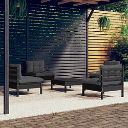 Maison Chic Salon de jardin 5 pcs + coussins - Mobilier/Meubles de jardin - Table et chaises d'extérieur anthracite Bois de pin -MN34329