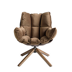 Angel Cerda Fauteuil pivotant en velours marron