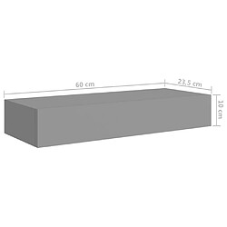 vidaXL Étagère à tiroir murale Gris 60x23,5x10 cm MDF pas cher