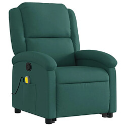 Avis vidaXL Fauteuil inclinable de massage Vert foncé Tissu