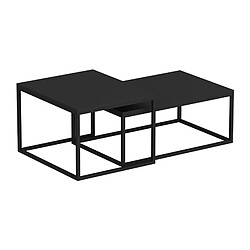 Helloshop26 Set de 2 tables basses gigognes rectangulaires noir mat 03_0008351