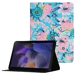 Etui en PU avec support et porte-cartes fleur rose pour votre Samsung Galaxy Tab A8 (2021) SM-X200/SM-X205