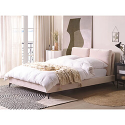 Beliani Lit double en velours rose 140 x 200 cm MELLE