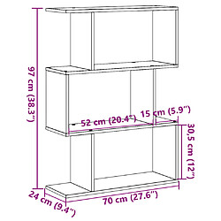 vidaXL Étagère séparatrice de pièce à 3 niveaux vieux bois 70x24x97 cm pas cher