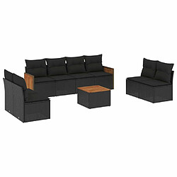 Maison Chic Salon de jardin 9 pcs avec coussins | Ensemble de Table et chaises | Mobilier d'Extérieur noir résine tressée -GKD84700