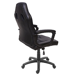 Decoshop26 Fauteuil chaise de bureau gamer sur roulettes forme ergonomique pivotant hauteur réglable synthétique noir 04_0001839