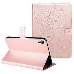 Etui en PU motif fille et chat or rose pour votre iPad mini (2021)