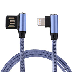 Wewoo Câble bleu pour iPhone X / 8 et 8 Plus / 7 7 Plus / 6 6 6 Plus 6 Plus / 5 5S & SE 5C / iPad 1m 2.4A Sortie USB à Lightning 8 broches Double Coude Conception Nylon Weave Style Data Sync de Charge