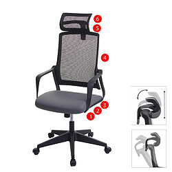 Decoshop26 Fauteuil de bureau ergonomique pivotante avec accoudoirs et dossier en tissu mesh gris 04_0001881 pas cher