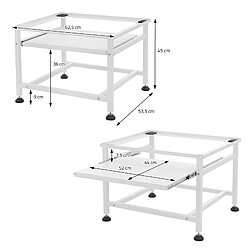 ML-Design Socle de machine à laver avec étagère extensible base sèche-linge en acier blanc pas cher