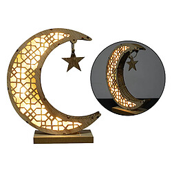 Avis En bois Artisanat Décor L'islam Eid Mubarak Partie Fournitures Nuit Lumière LED Lumières Lampe Lune Étoiles Ornement