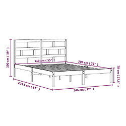 vidaXL Cadre de lit Marron miel Bois de pin massif 140x200 cm pas cher