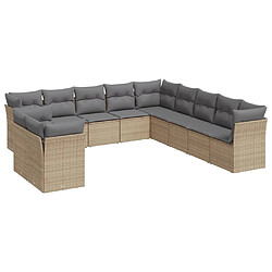 Maison Chic Salon de jardin 11 pcs avec coussins | Ensemble de Table et chaises | Mobilier d'Extérieur beige résine tressée -GKD42345