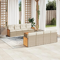 Maison Chic Salon de jardin avec coussins 9 pcs | Ensemble de Table et chaises | Mobilier d'Extérieur beige résine tressée -GKD18107