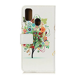 Etui en PU impression de motifs arbre de fleurs avec des fruits pour votre Samsung Galaxy A21s