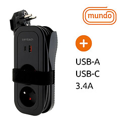 Bloc multiprise nomade Mundo de Zenitech - 4 prises dont 2 USB - noir - Zenitech