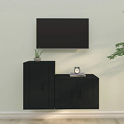 vidaXL Ensemble de meubles TV 2 pcs noir bois d'ingénierie