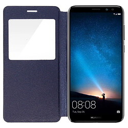 Avis Avizar Etui Huawei Mate 10 Lite Housse Clapet à Fenêtre Fonction Support - Bleu nuit