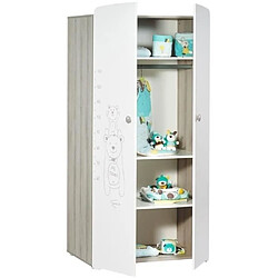 Baby Price Chambre bébé trio Teddy: lit 120x60, commode a langer et armoire - Babyprice - Blanc pas cher