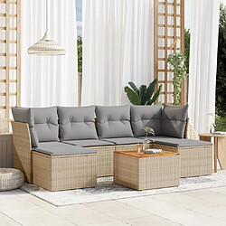 Maison Chic Ensemble à manger d'extérieur 7 pcs avec coussins,Salon de jardin,Mobilier de jardin mélange beige résine tressée -GKD769882