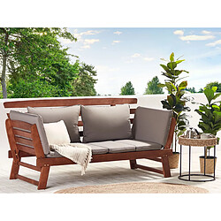 Beliani Banc de jardin PORTICI avec coussin Bois 210 cm Marron foncé