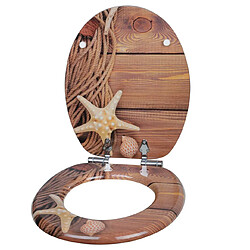 Acheter Helloshop26 Siège de toilette abattant en MDF avec mécanisme d'abaissement automatique maritime 19_0000692