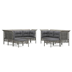 Maison Chic Salon de jardin 9 pcs + coussins - Mobilier/Meubles de jardin - Table et chaises d'extérieur Gris Résine tressée -MN30588