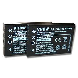 vhbw 2x Batteries compatible avec Acer CR-5130, CR-6530 appareil photo APRN (1000mAh, 3,6V, Li-ion)