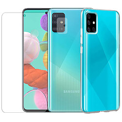 Protection intégrale Verre Trempé pour Samsung Galaxy A51 +Verre Trempé Caméra Arrière+Coque souple silicone transparente-Visiodirect-