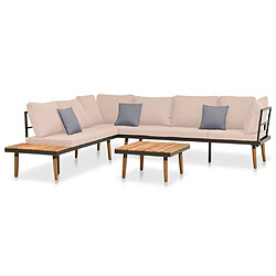 vidaXL Salon de jardin 4 pcs avec coussins Bois massif d'acacia