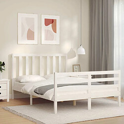 Maison Chic Lit adulte - Cadre Structure de lit avec tête de lit Contemporain blanc 120x200 cm bois massif -MN64519