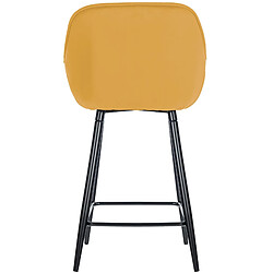 Decoshop26 Lot de 2 tabourets de bar chaises hautes assise effet capitonnée en velours jaune et métal noir 10_0004154