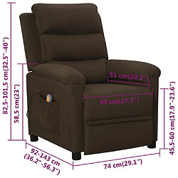 vidaXL Fauteuil de massage Marron foncé Tissu pas cher