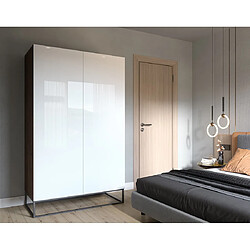 Bestmobilier Roman - armoire - bois et blanc - 120x200 cm