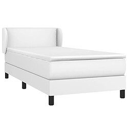 Avis Maison Chic Structures de lit + matelas,Lit à sommier tapissier avec matelas Blanc 90x200 cm Similicuir -MN35079