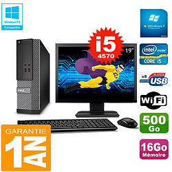 PC DELL 3020 SFF Ecran 19" Core I5-4570 RAM 16Go Disque 250 Go Wifi W7 - Occasion