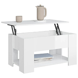 Avis vidaXL Table basse blanc brillant 79x49x41 cm bois d'ingénierie