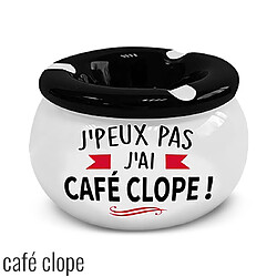 Cendrier Céramique J'peux Pas J'ai Café Clope! - Couvercle Amovible - Trois Encoches