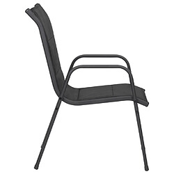 Maison Chic Lot de 4 Chaises de jardin,Fauteuil d'extérieur Acier et textilène Noir -MN47668 pas cher