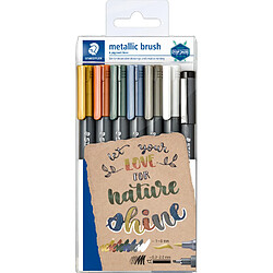 STAEDTLER Feutre pinceau metallic brush, étui de 6 + pigment ()