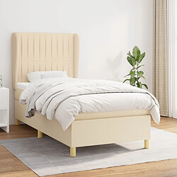 vidaXL Sommier à lattes de lit avec matelas Crème 100x200 cm Tissu