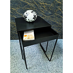 Pegane Lot de 2 tables d'appoints en métal coloris noir pas cher