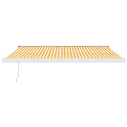 Avis Maison Chic Store banne | Auvent rétractable de porte | Marquise Brise-soleil jaune et blanc 4,5x3 m tissu et aluminium -GKD19731