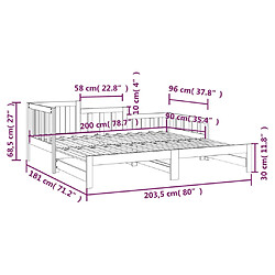 vidaXL Lit coulissant sans matelas blanc 2x(90x200) cm pas cher