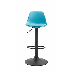 Decoshop26 Tabouret de bar avec repose-pieds design moderne dossier en plastique et synthétique bleu pieds noir mat TDB10574