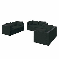 Maison Chic Salon de jardin 6 pcs + coussins - Mobilier/Meubles de jardin - Table et chaises d'extérieur Résine tressée Noir -MN94638